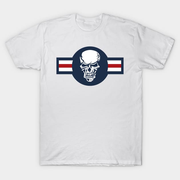 Military aircraft roundel emblem with skull illustration T-Shirt by hobrath